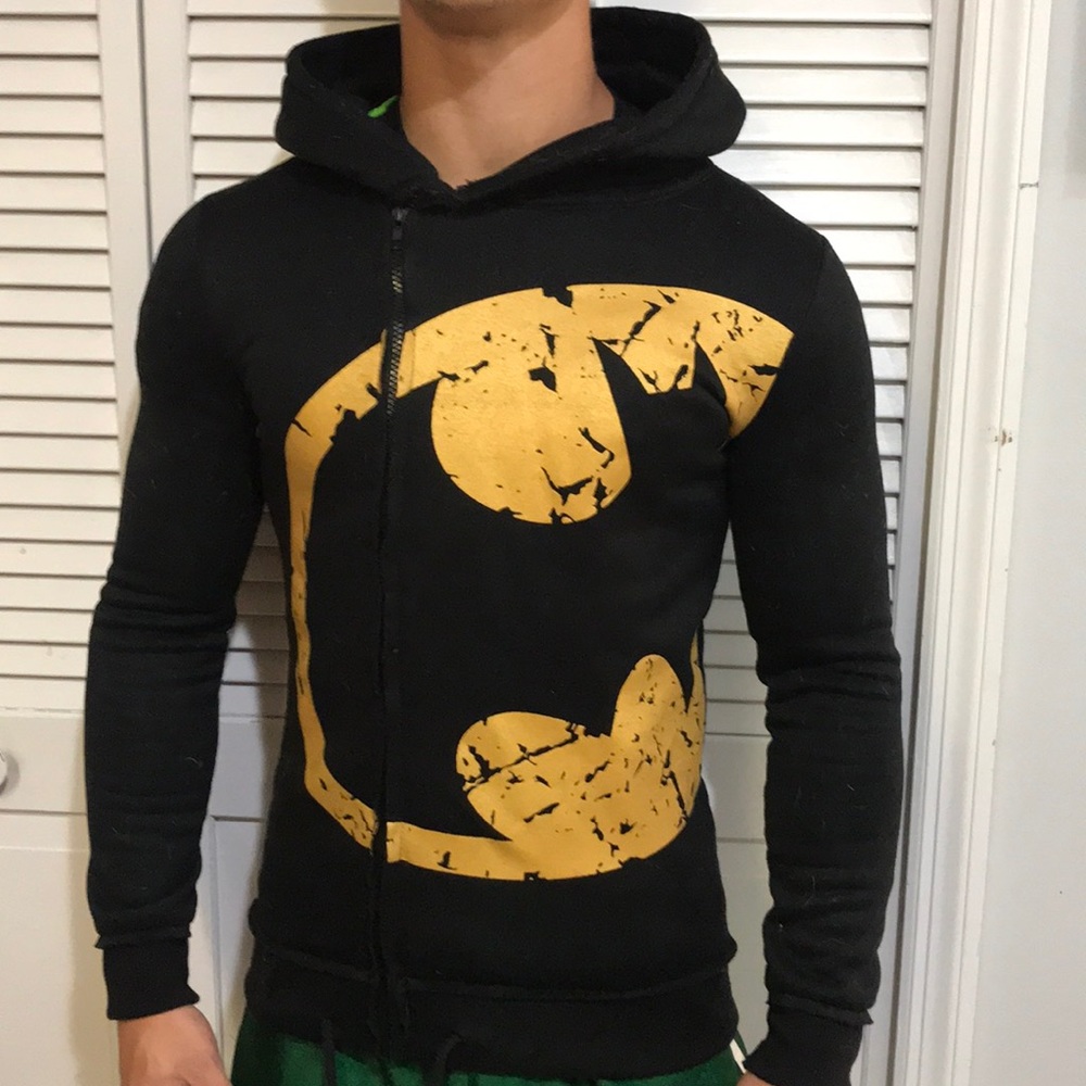 Batman off center zip hoodie jacket Mens size S.